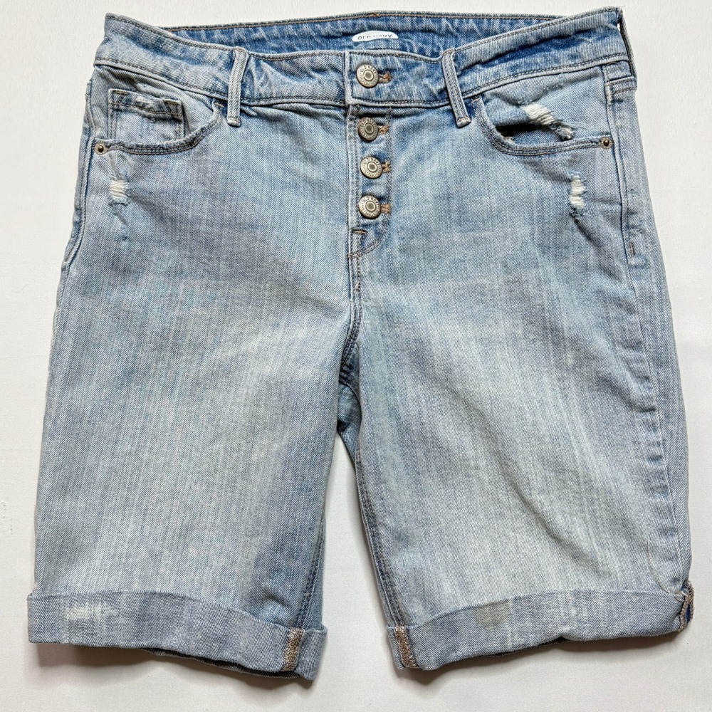 Old Navy Denim‎ Bermuda Shorts Distressed Button Fly Light Wash Size 4